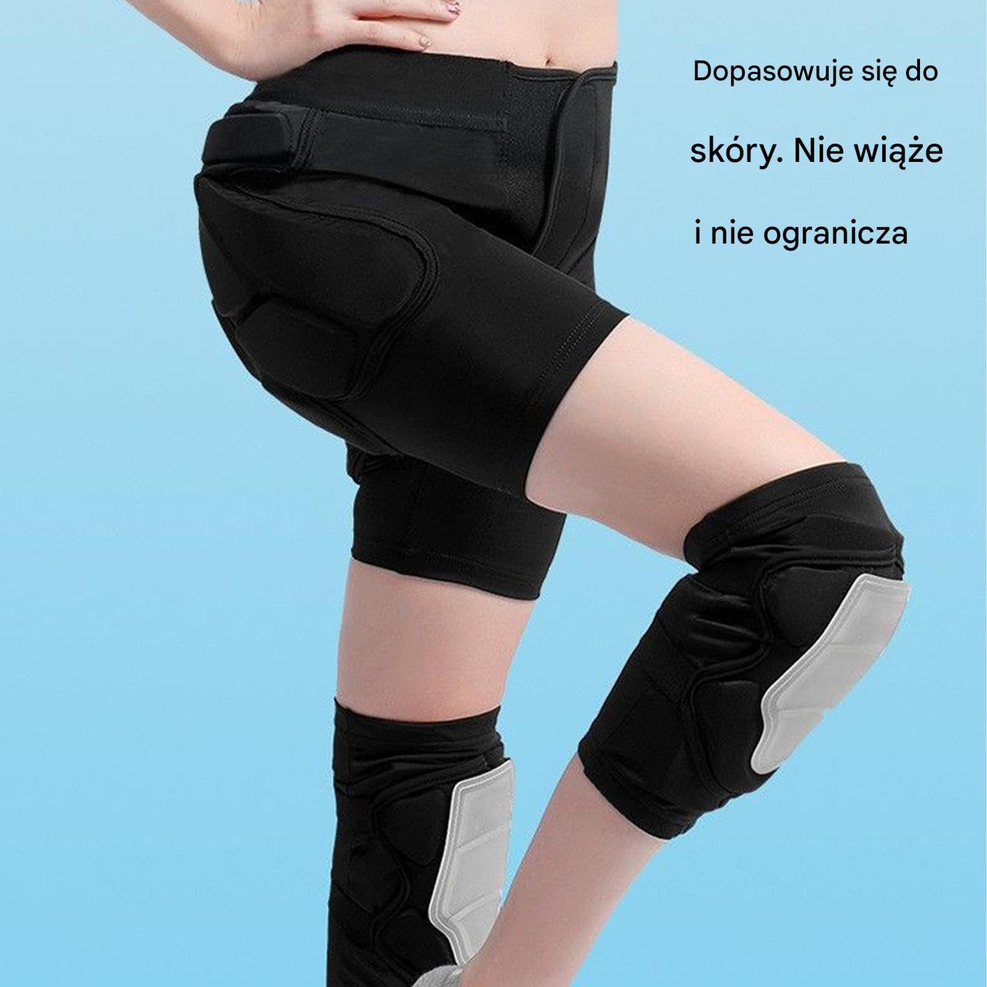 Spodenki z Wkładką do Jazdy na Rolkach Spodenki Chroniące 3D | Ergonomiczne Spodenki Chroniące Pośladki oraz Ochraniacze Kolan do Ćwiczeń Sportów Deskorolki