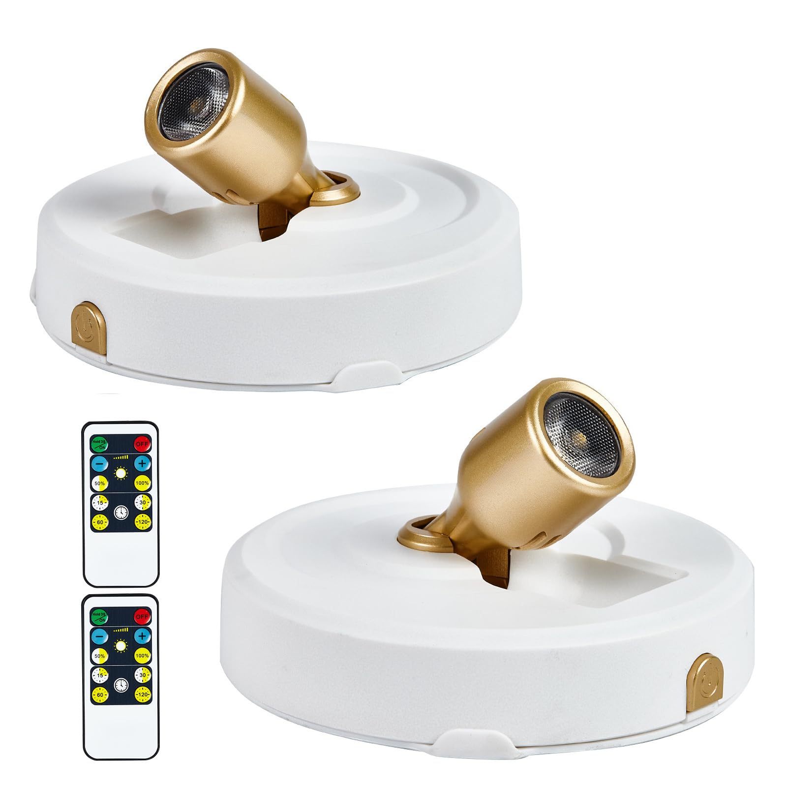 Wireless Spotlight Battery Operated with Remote Control, 2-Pack Under Cabinet Closet Light with Timer Function for Under Counter, Shelf, Bookcase, Cabinet, Paintings, Pictures, Accent