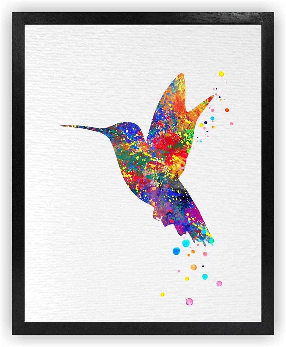Dignovel Studios 8X10 Unframed Hummingbird Watercolor Art Print Poster Illustration Home Decor Wall Hanging Nature Bird Wildlife Animal N034