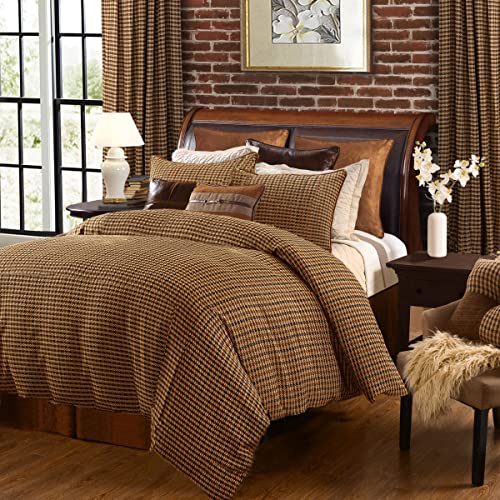 HiEnd Accents Clifton 3 Piece Comforter Set with Pillow Shams, Brown Tweed Houndstooth, Super King Size, Plaid Rustic Cabin Lodge Luxury Bedding Set, 1 Comforter and 2 Pillowcases