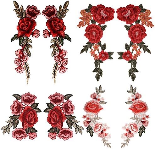 Coopay 8 Pieces Multifarious Embroidery Lace Flower Applique Sew On Patches DIY Collar Bust Dress Bag Shoes