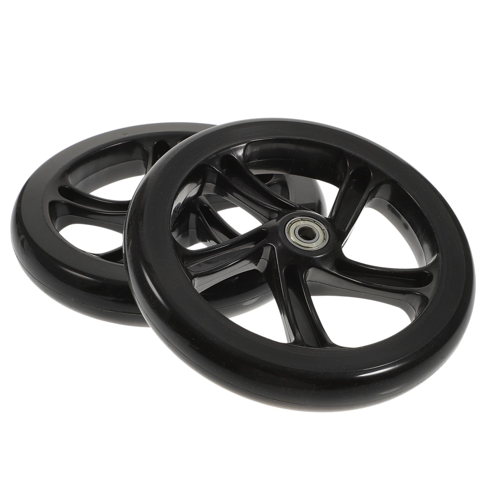 Roues de Trottinette Lot de 2 PU Haute Élasticité Roulements 180mm | Noir, Usage Rues et Places, Adhérence Forte, Résistance à L’usure, Remplacement pour Modèle Électrique