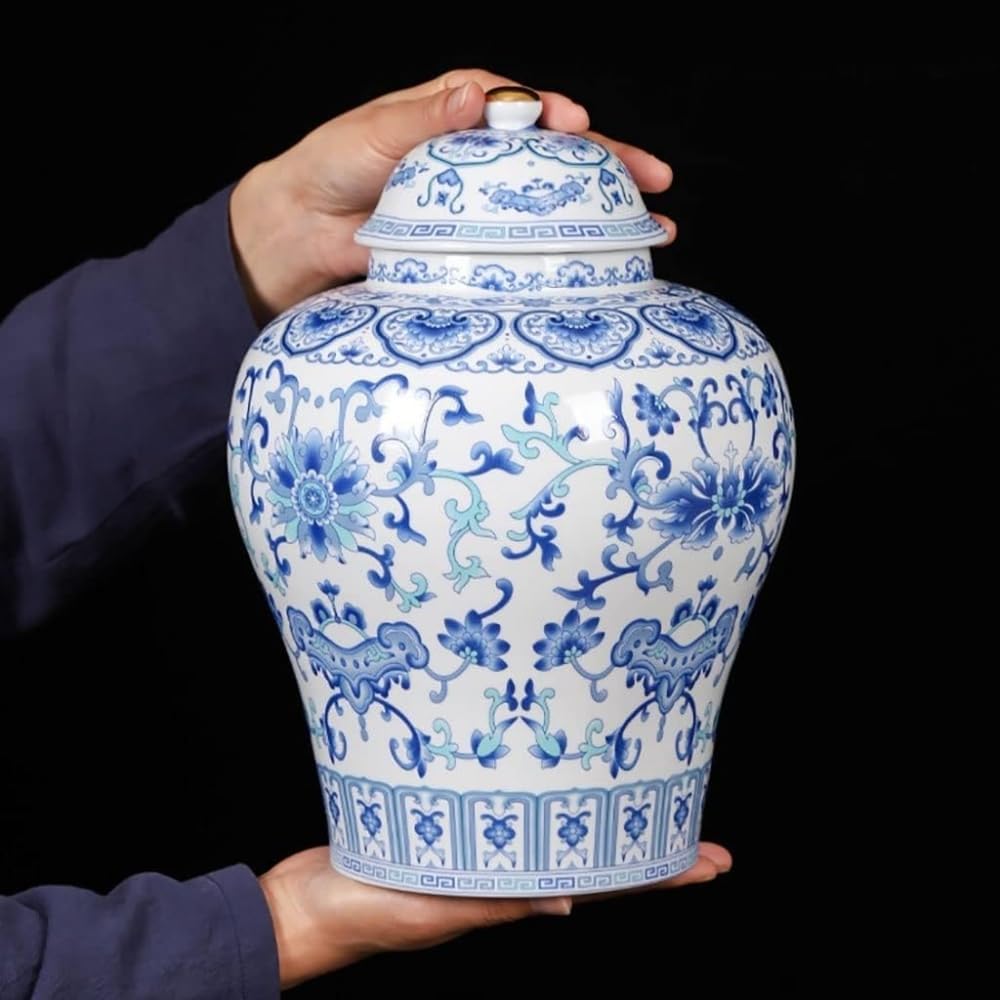 青と白の磁器の花瓶ホームインテリアセンターピースホームダイニング