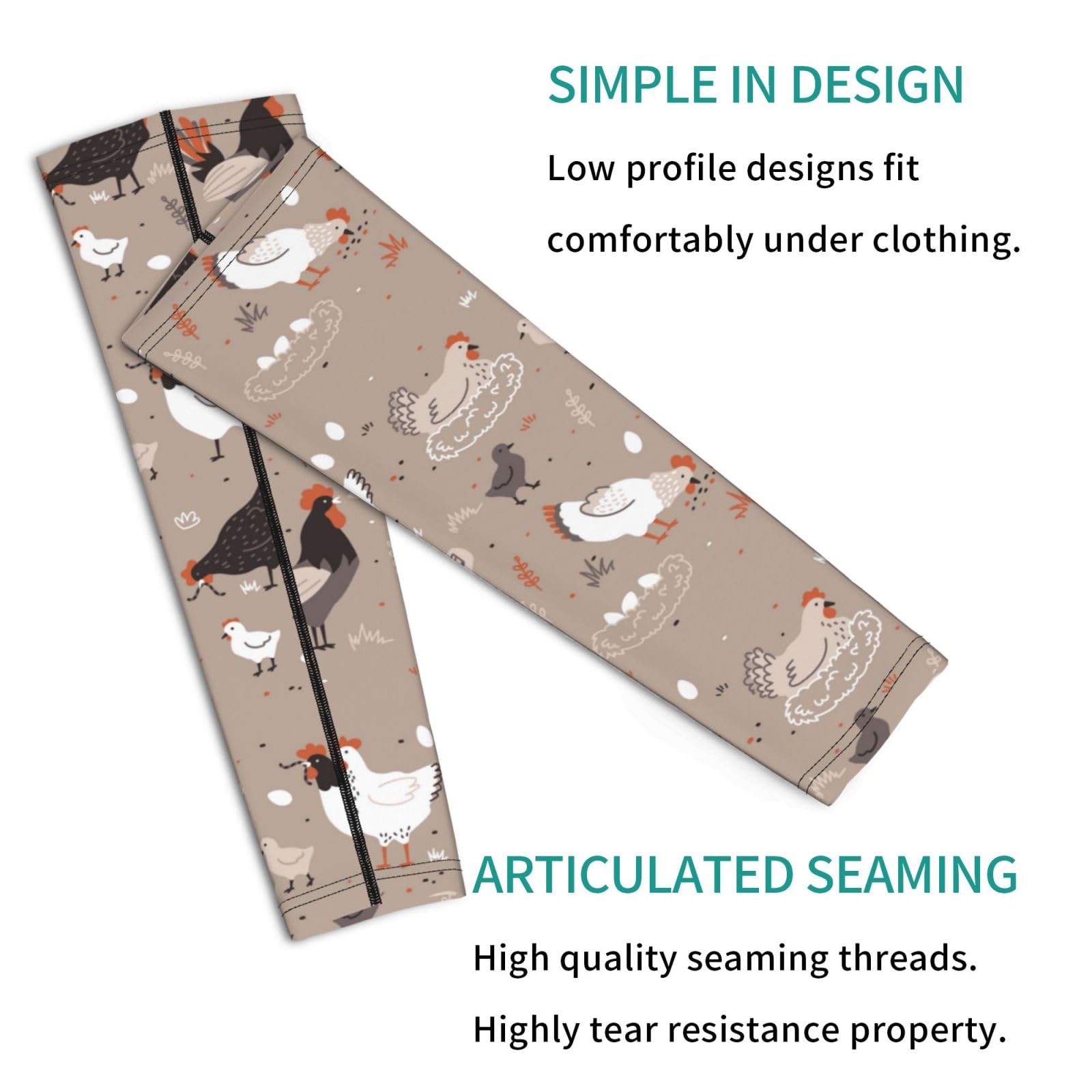 Salelf Chicken Arm Sleeves Cooling UV Sun Protection Sports Compression Sleeves for Men Women Golf Basketball Arm Sleeves