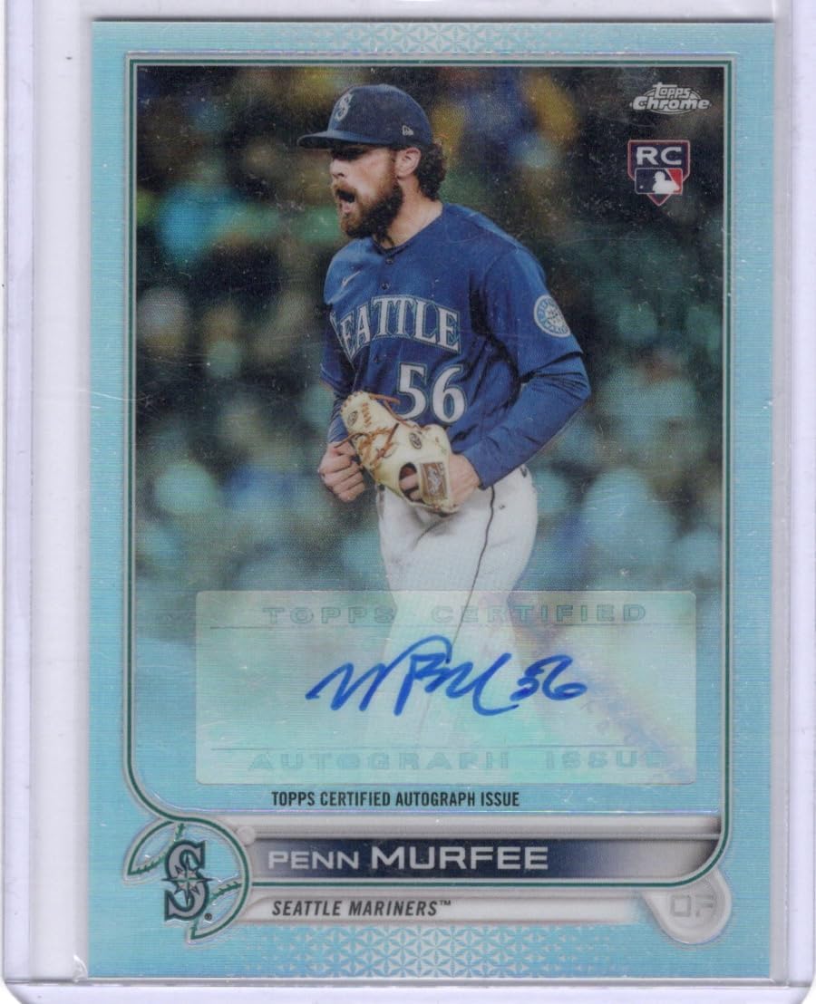 Penn Murfee Autographed On Card Rookie Card Autographed Collectible Baseball Card - 2022 Topps Chrome Baseball Card #AC-PMU (Mariners)