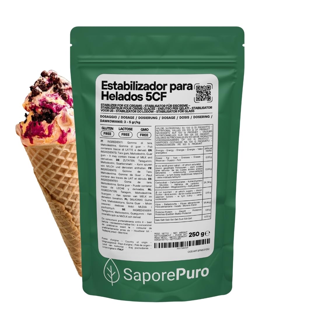 Saporepuro NEUTRO ESTABILIZANTE 250 gr - para helados y sorbetes con harina de tara y guar