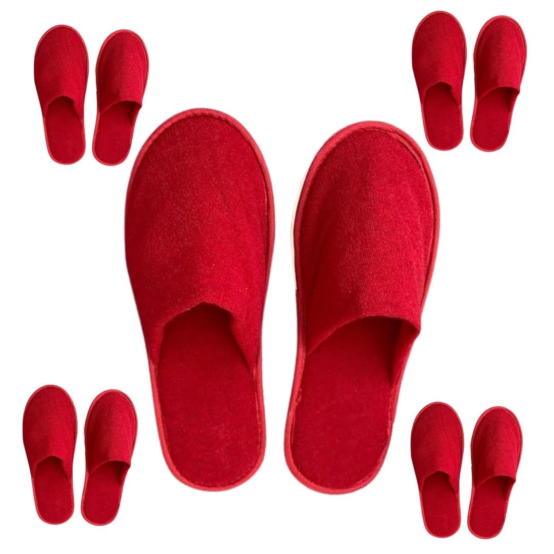 Doberyl JackPro Comfort Red Disposable Slippers, Cotton Closed Toe Hotel Salons Spa Slippers for Women and Men Breathable Non-Slip Slippers for Hotel Guests Travels (Free Size)-picture-10