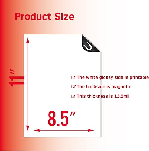 Miniatura 8 de 50 hojas magnéticas imprimibles con acabado mate para impresora de inyección de tinta de 8.5 x 11 pulgadas Make Refrigerator Photo 13.5mil papel de