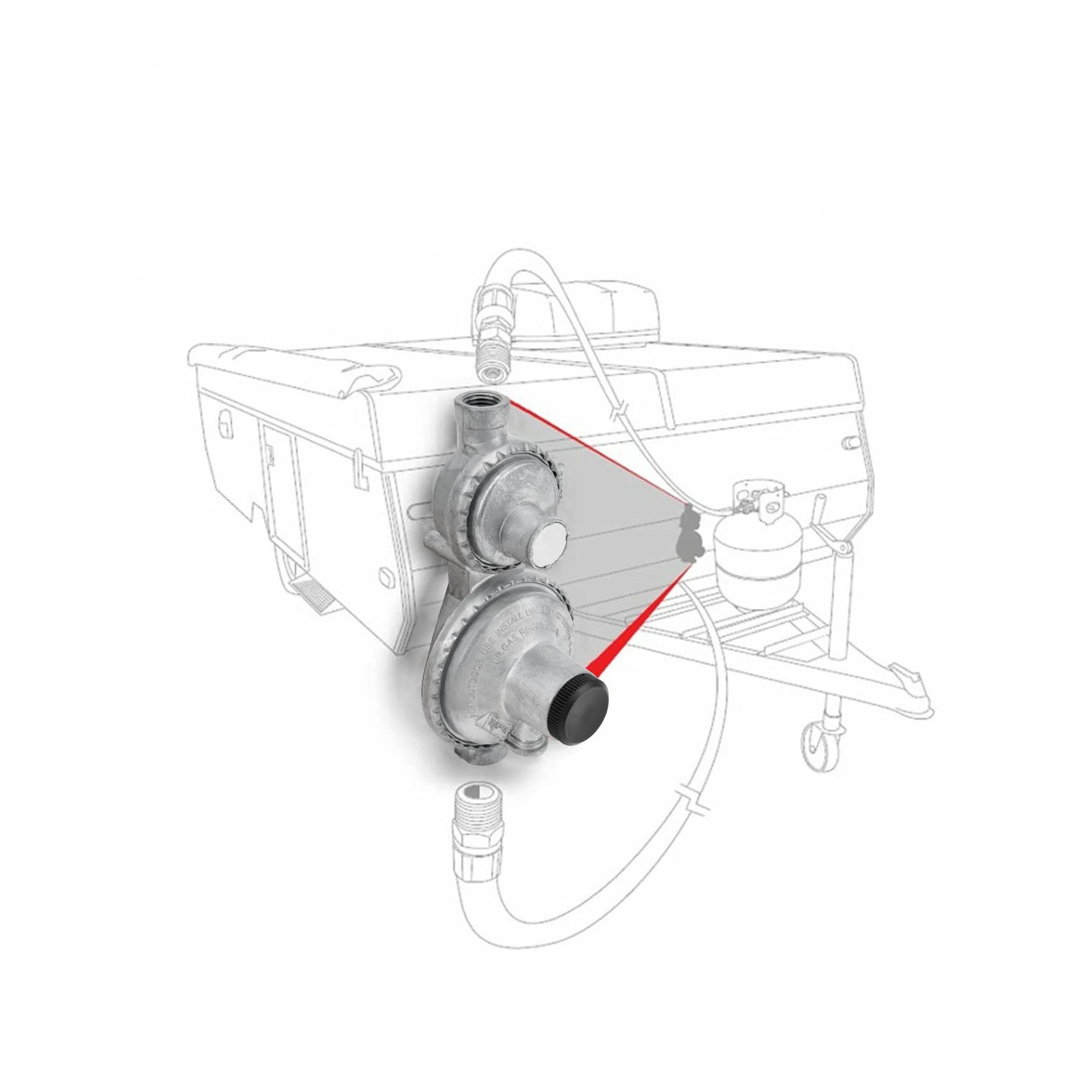 Stanbroil Pionowy dwustopniowy regulator propanu z żeńskim wylotem NPT 3/20.3 cm i żeńskim wlotem NPT 1/10.2 cm do zbiornika propanu
