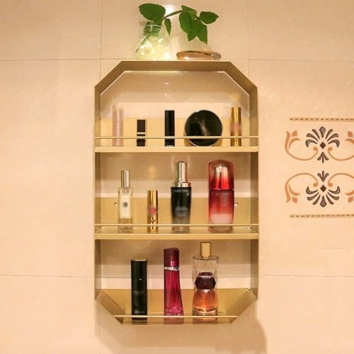 Miniatura 4 de PIBM Elegant Simplicity - Estante flotante montado en la pared estantes de baño cosméticos de hierro almacenamiento multifuncional 3 capas 3 tamaños