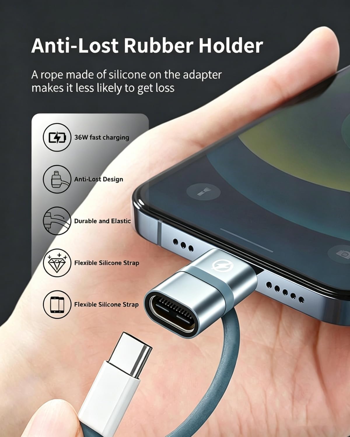 USB C to Lightning Adapter 3Pack, Lightning Male to USB C Female Adapter Supports 36W Fast Charging & Data Sync, Type C to Lightning Adapter for iPhone 14 13 12 11 X XS 8 7 6 SE,iPad,Not for Audio/OTG