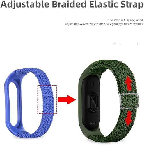 Miniatura 3 de 2pcs Nylon Braided Strap for Mi Band 34567 Elastic Adjustable Wristband Replacement Bracelet