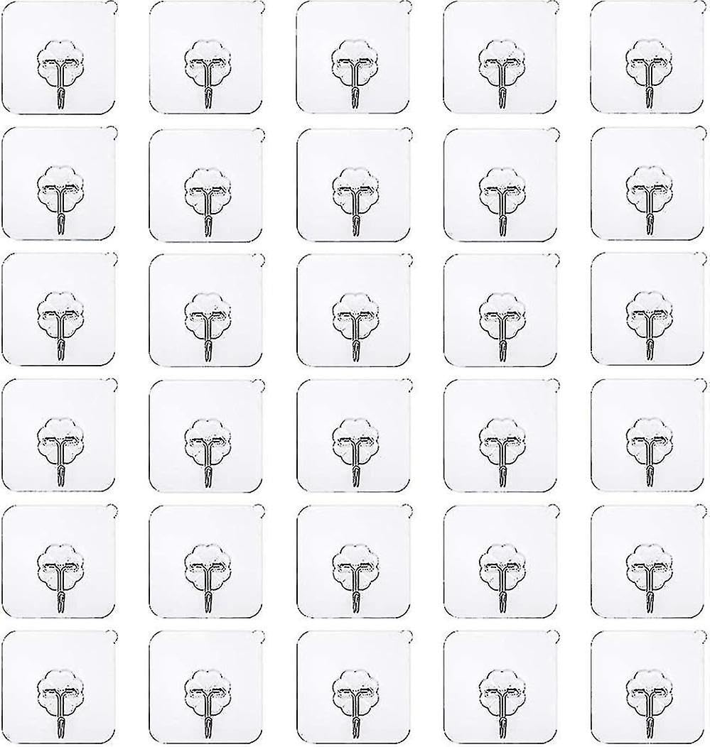 JOYHAPPST 30 Pack Adhesive Hooks Heavy Duty Wall Hooks Strong Adhesive Hooks 22lbs/10kg