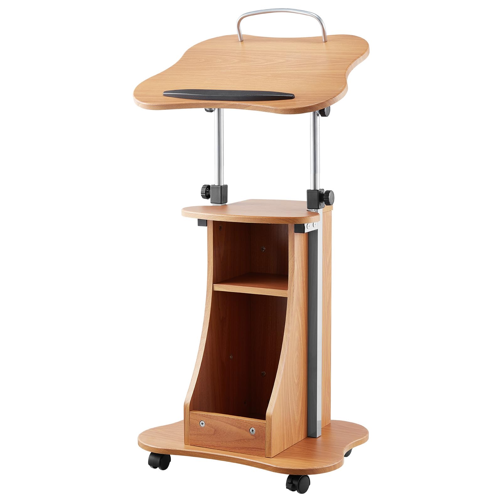 VEVOR Supporto per Podio, Capacità di Peso 10 kg Podio per Conferenze con Ruote Bloccabili, Ampia Superficie di Lettura e Vano Portaoggetti Aperto, Altezza e Angolazione Regolabili, per Discorsi
