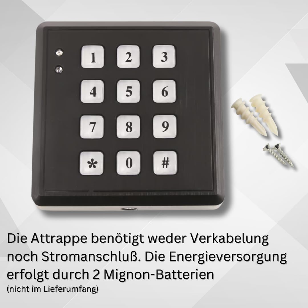 Clavier d'alarme factice avec LED et capteur de lumière du jour, système d'alarme factice pour dissuasion, résistant aux intempéries, 85 x 85 x 20 mm, noir