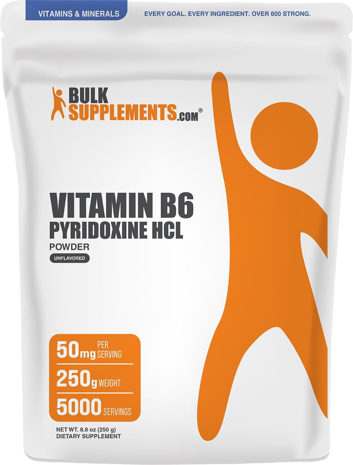 BulkSupplements.com Pyridoxine HCl Powder - Vitamin B6 Supplement, Vitamin Supplement - Gluten Free, 50mg of Pyridoxine B6 per Serving, 250g (8.8 oz) (Pack of 1) 8.75 Ounce (Pack of 1)