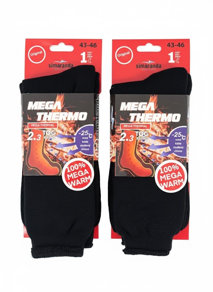 simaranda 2 Paar Thermosocken Damen & Herren – Extra Warme Wintersocken – Dicke Kuschelsocken mit Thermofunktion – Ideal für Winter, Outdoor, Arbeit & Zuhause