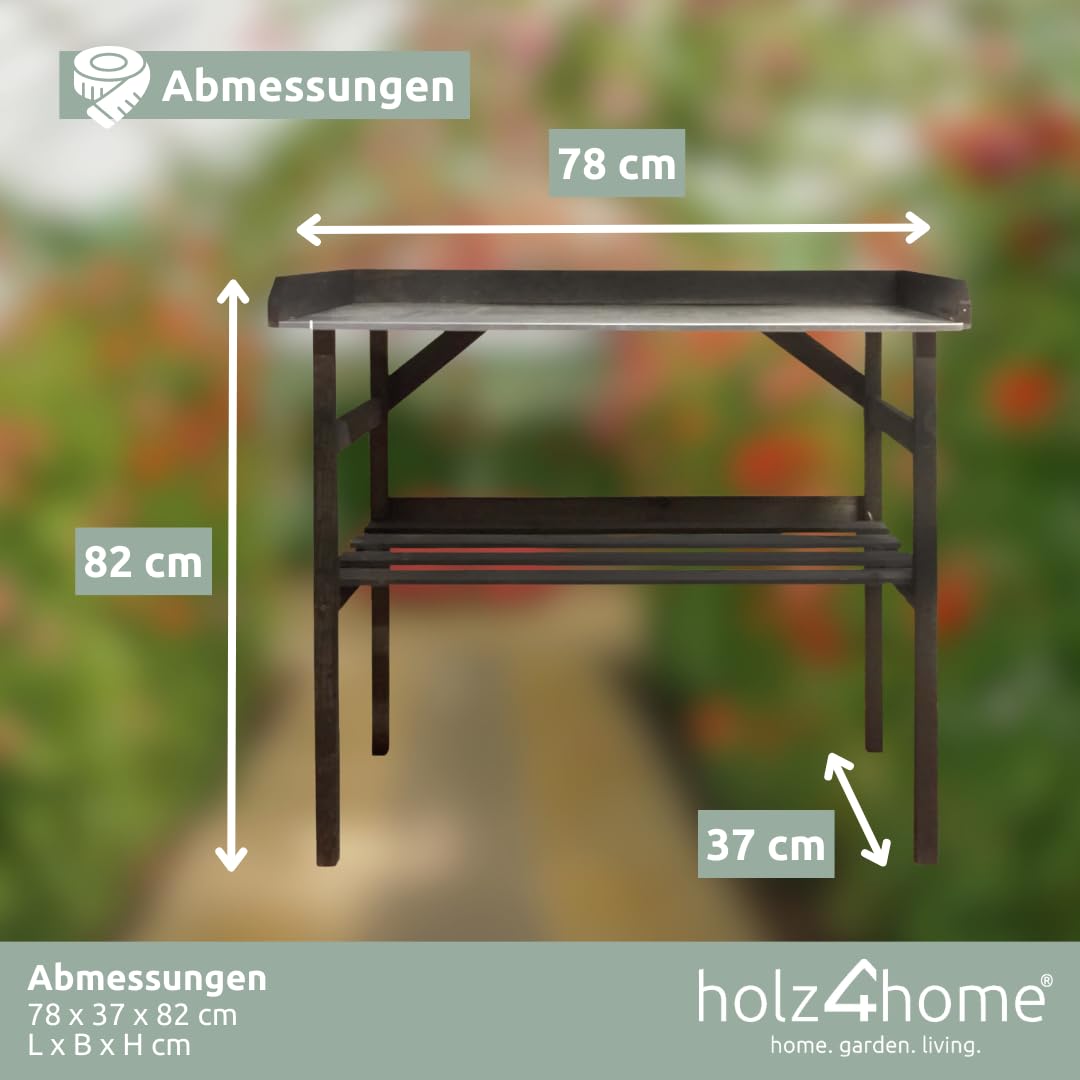 Outsunny plantentafel met afvalbak, tuintafel met kast, bloementafel