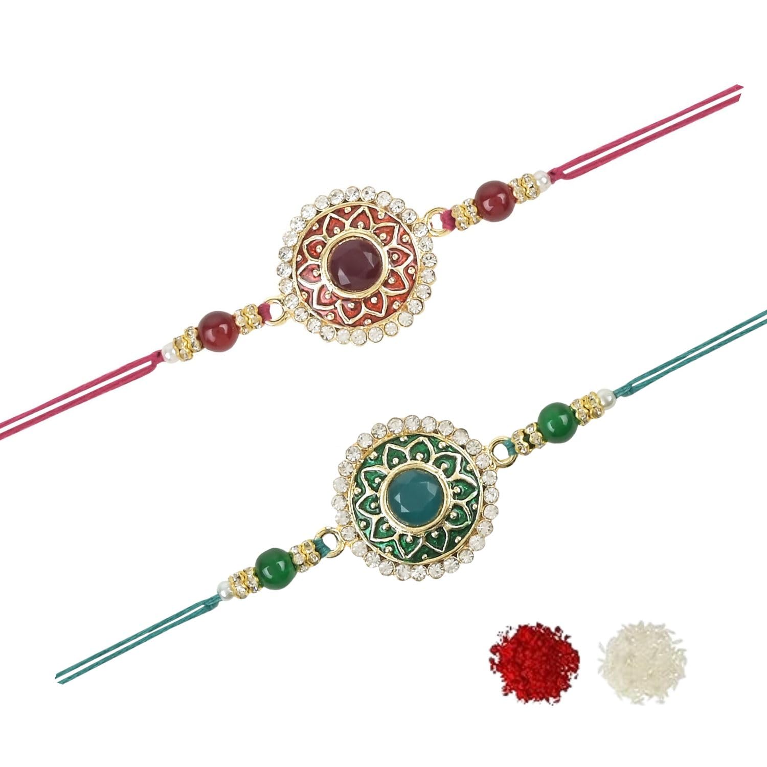 I Jewels Mens Pearl & Kundan Designer Bhaiya Rakhi With Roli Chawal & Rakshabandhan Card For Bro/Brother/Bhai (Pack Of 2) (Style 7) (B0CB4KYYJZ) Amazon Price History, Amazon Price Tracker