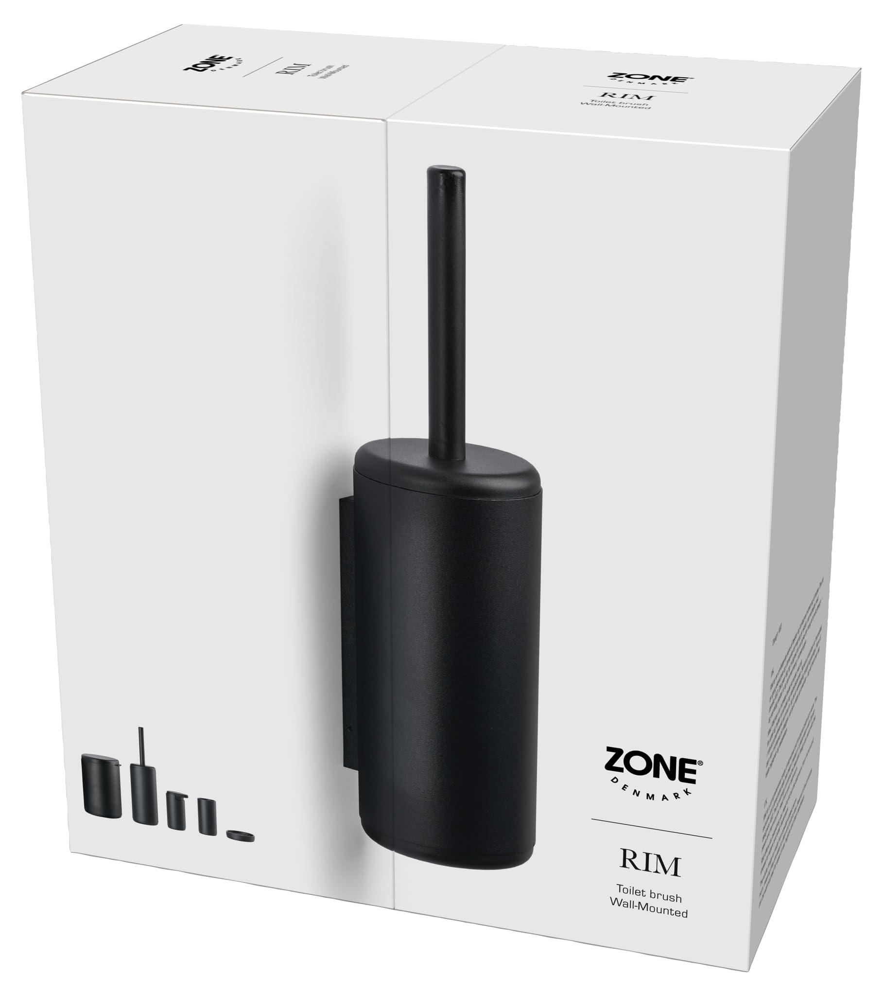 Zone Denmark Rim Toilet Brush Wall Mounted Toilet Brush Set including Brush and Holder for Bathroom Wall Mounted Diameter 10 cm Height 38.2 cm Black - Image 4
