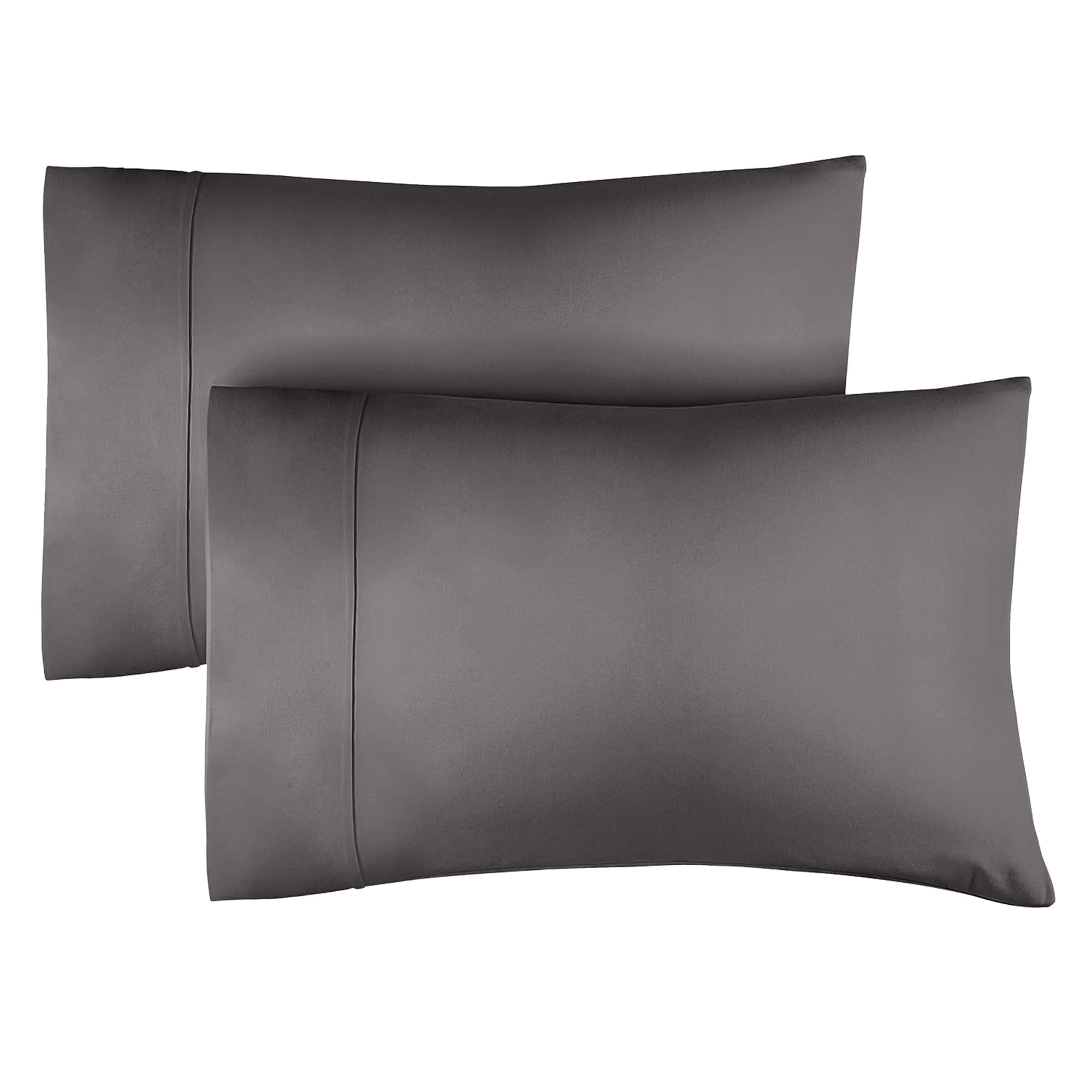 Pillowcases 2 Pack Standard Size 50x75 cm Dark Grey, Brushed Microfiber with Envelope Closure