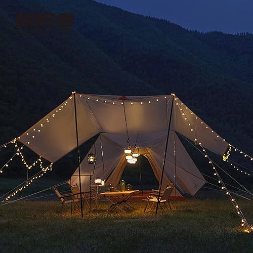 Miniatura 6 de Tienda de campaña familiar grande impermeable de doble capa pirámide Tipi tienda de campaña camping yurta mongol tienda para picnic festival