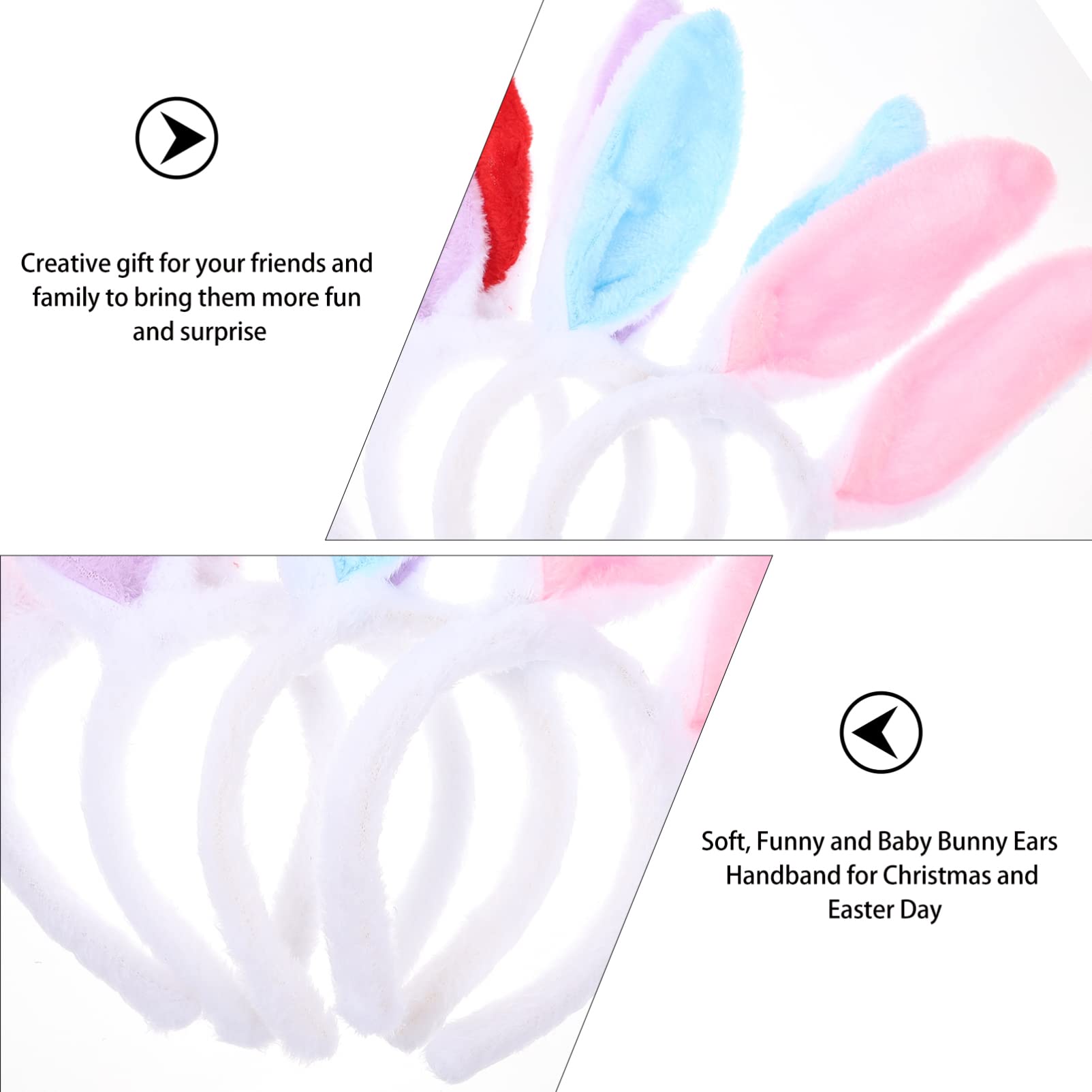 SOLUSTRE Bandeaux à Cheveux Mignons et Créatifs Oreilles de Lapin 10pcs en Peluche Accessoires Cheveux Doux Réglables pour Costume Fête de Noël