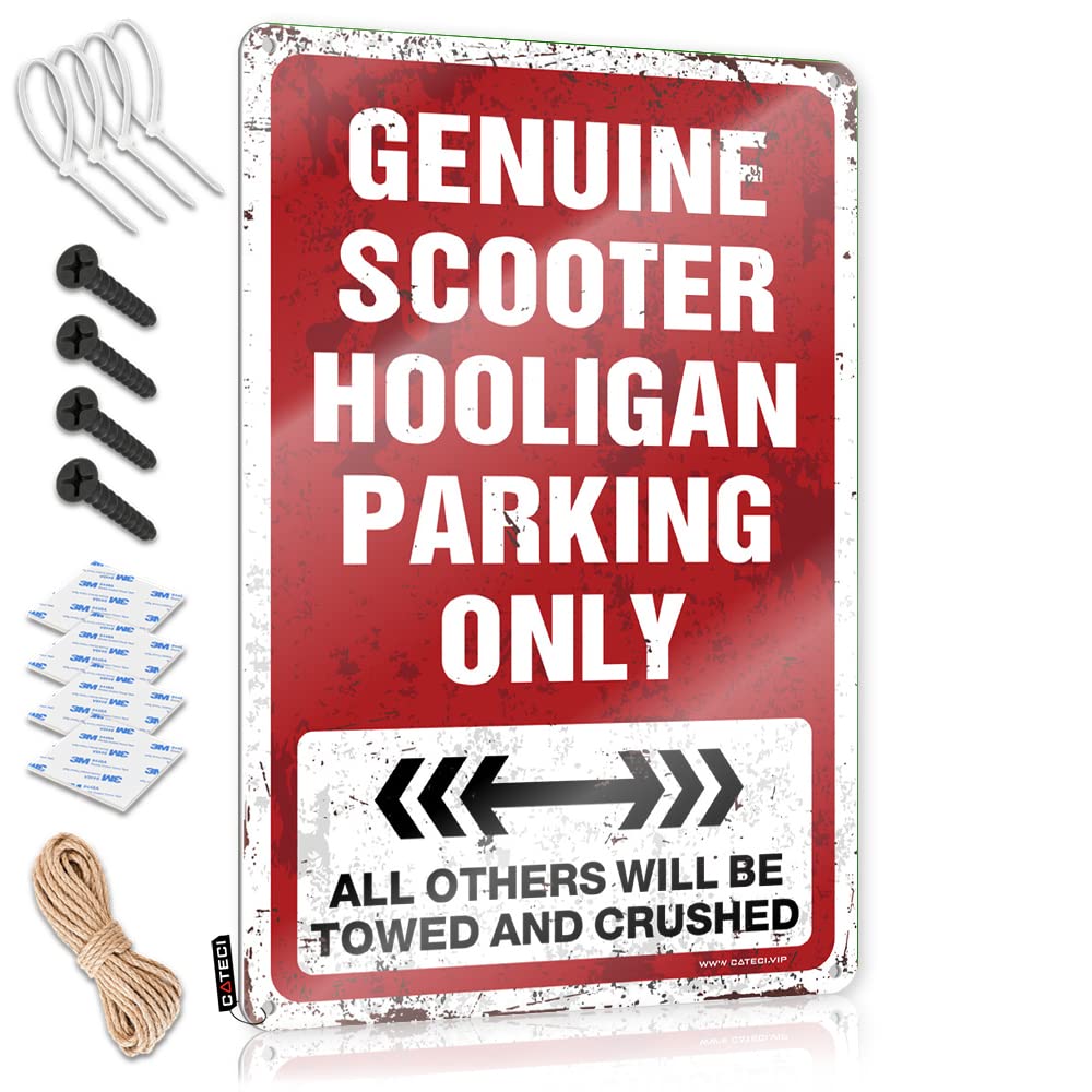 KRAZMURONGD Metal Man Cave Decor Genuine Scooter Hooligan Parking Only Tin Sign Funny Garage Bar Signs Signs For Room