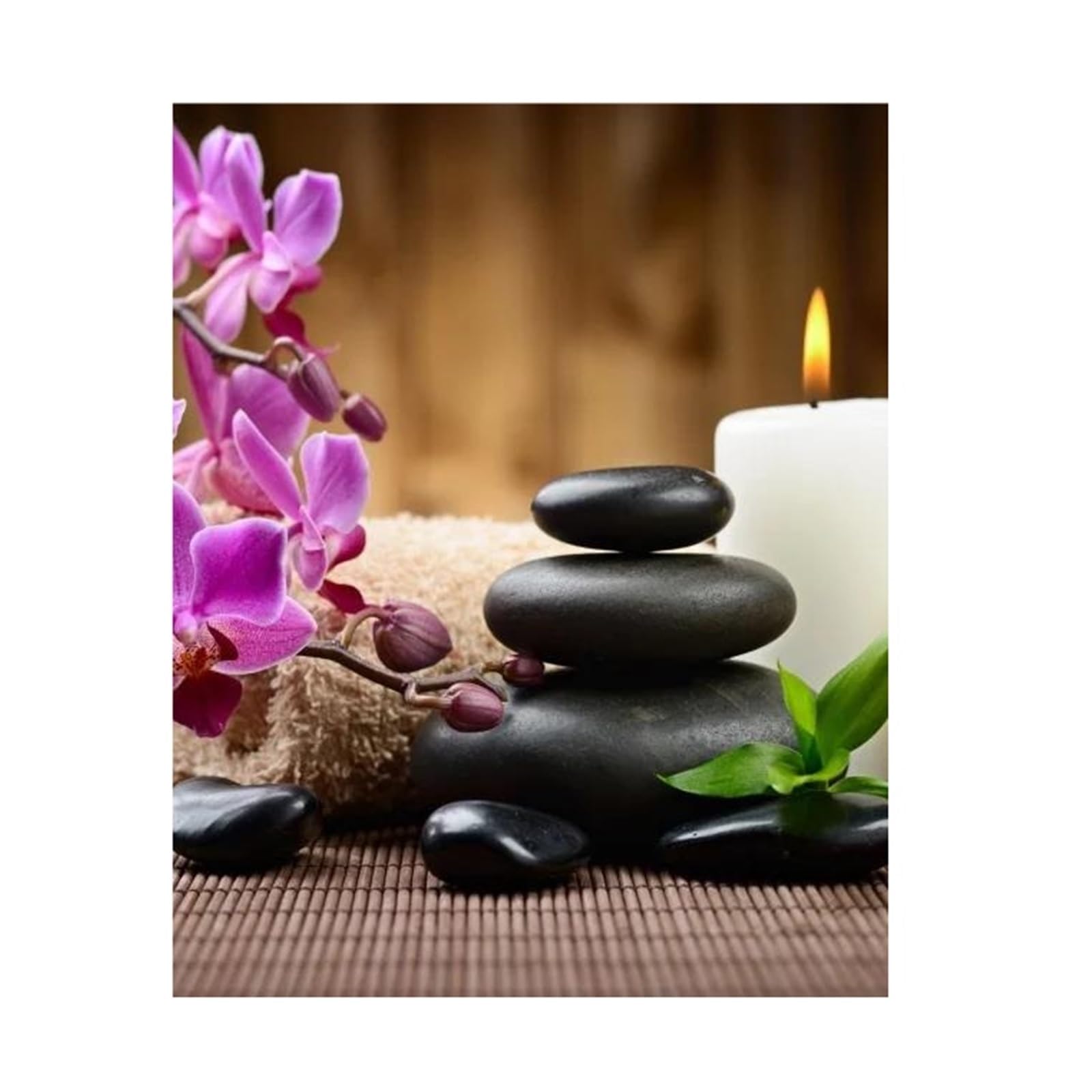 Toile zen pierre et bambou vert créez une ambiance spa relaxante dans votre salle de bain
