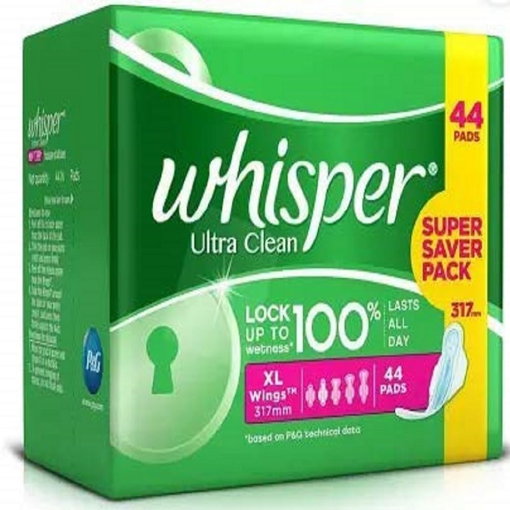 Buy Whisper Sanitary Pads, 44, 15 x 11 x 18 Centimeters, Pack Of 1