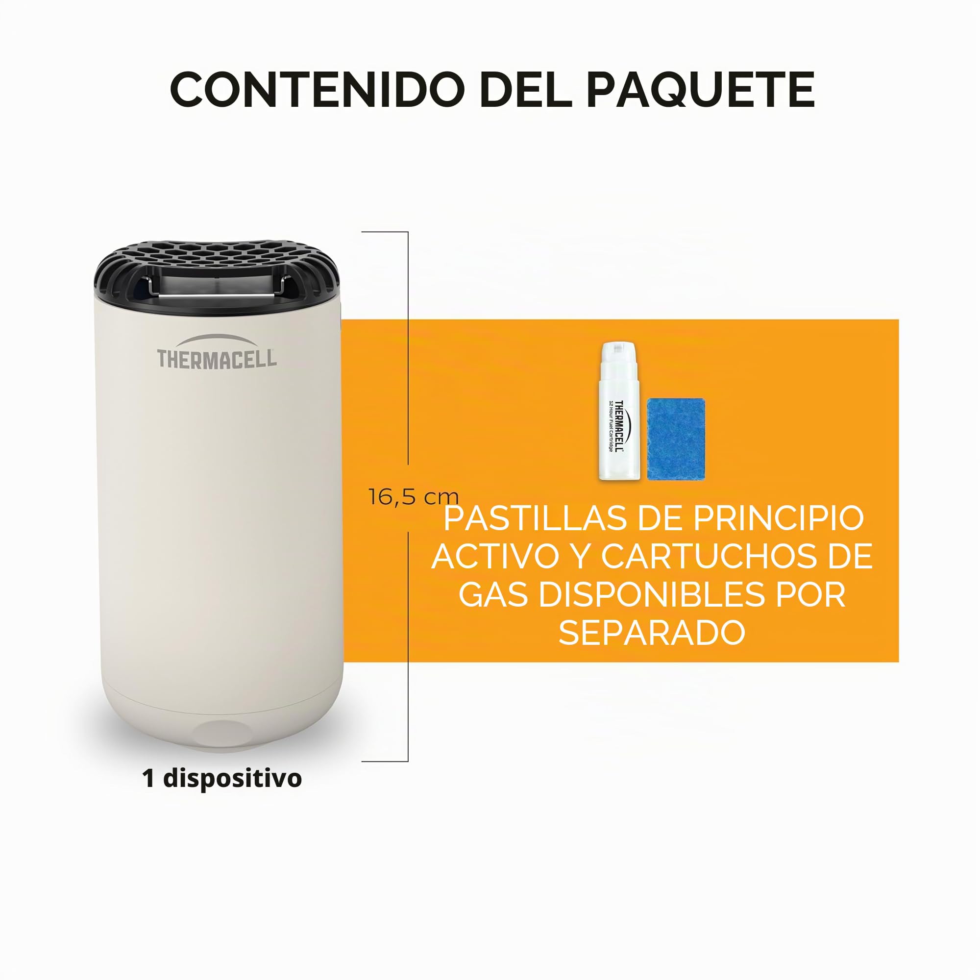 THERMACELL - Difusor antimosquitos y Mosquitos, para Exteriores, jardín, terraza, inalámbrico, nómada, Zona de protección, 20 m², Efecto rápido, Inodoro, recargas no Incluidas, Color Blanco