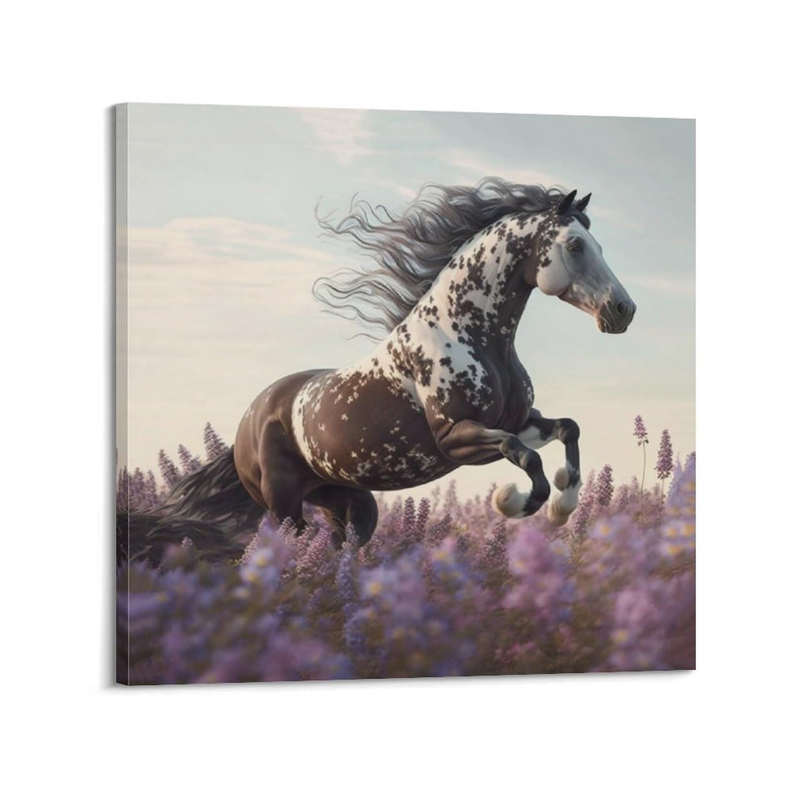 JTLFXY Lavender Horses Poster Tranquil Countryside Poster Decorative Painting Canvas Wall Posters And Art Picture Print Modern Family Bedroom Decor Posters 24x24inch(60x60cm)