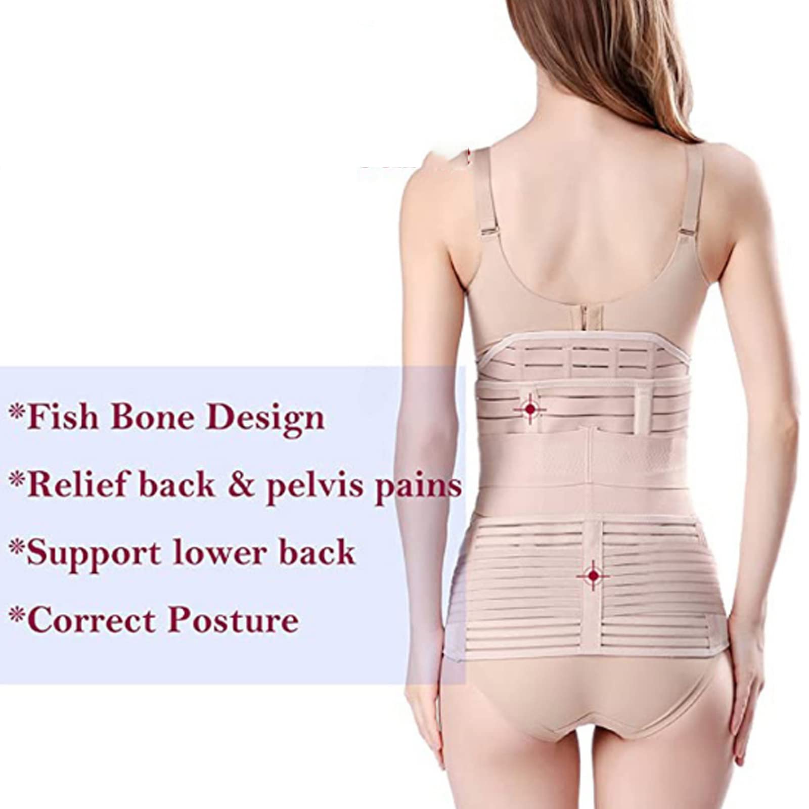 3 in 1 Erholungsgürtel nach der Geburt, atmungsaktiv, elastisch, verstellbar, nach der Geburt, Stützgürtel, Bauch nach Bauchband, Taille, Beckengurt, Schwangerschaft, postnatale Shapewear, Fleisch,