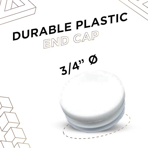 Miniatura 2 de Prescott Plastics Tapón redondo de plástico blanco de 34 pulgadas, tapa de extremo de tubo, deslizamiento de silla duradero, Blanco
