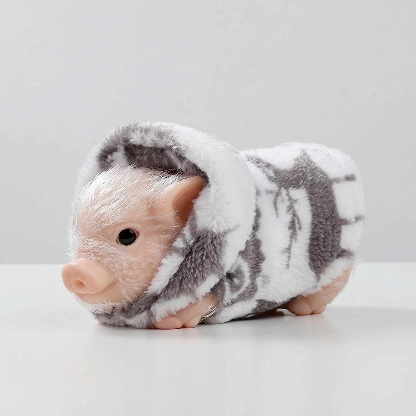 Schweinchen-Figur mit Kapuzenpullover niedlich schweinefigur plüschig mini-Schweinchen für Zimmer, Rot, 182g