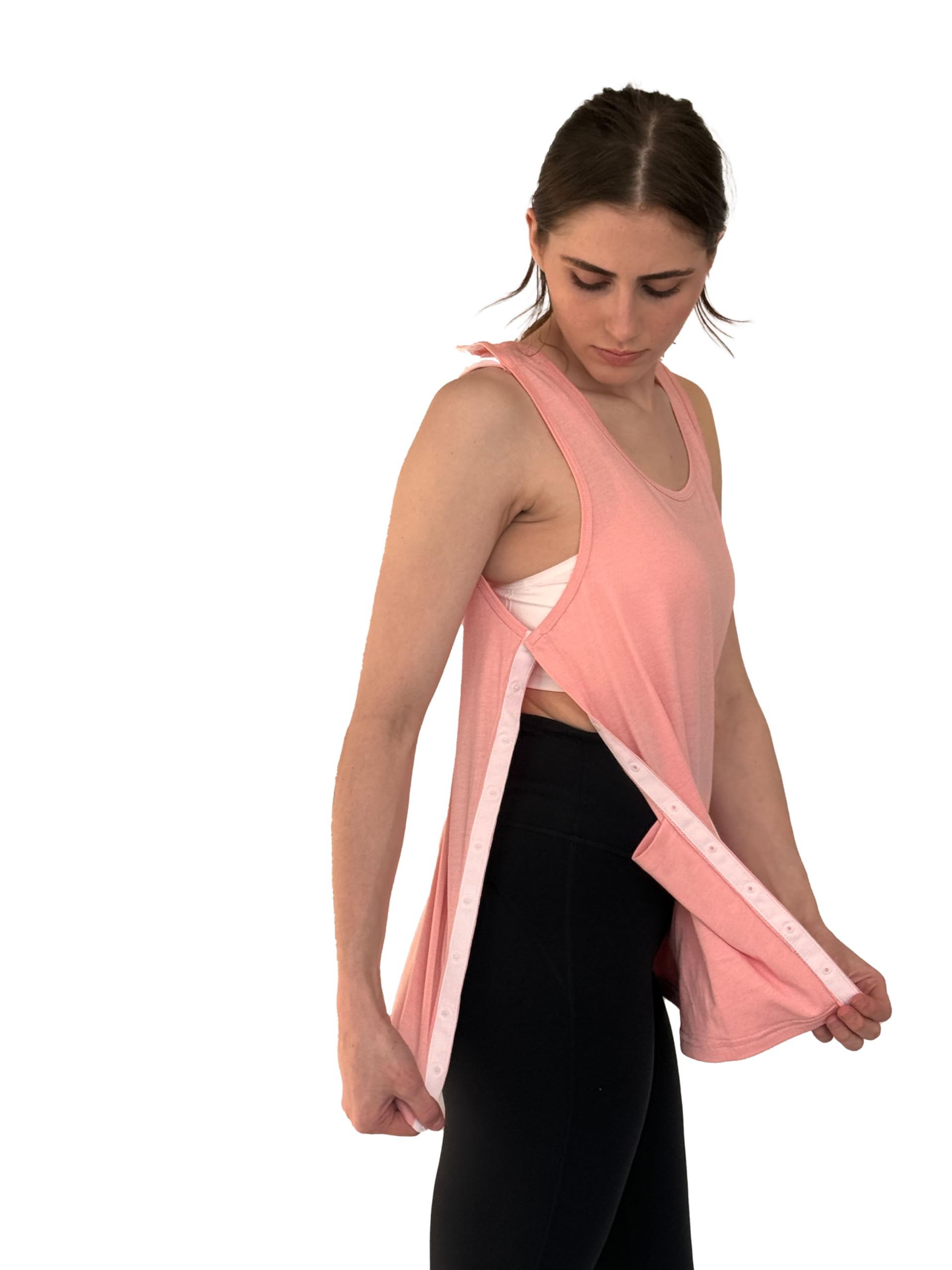 Usbd Unisex Pink/Women Post Surgery Shoulder Recovery Tearaway Snap Open Tank Top (Us, Alpha, XX-Large, Regular, Regular, )