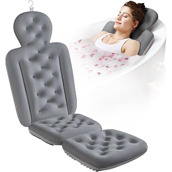 Full Body Bath Pillow for Bathtub Thick Bathtub Cushion Luxury Tub Pillow for Bath for Headrest Neck and Back Support Gray 130x41CM