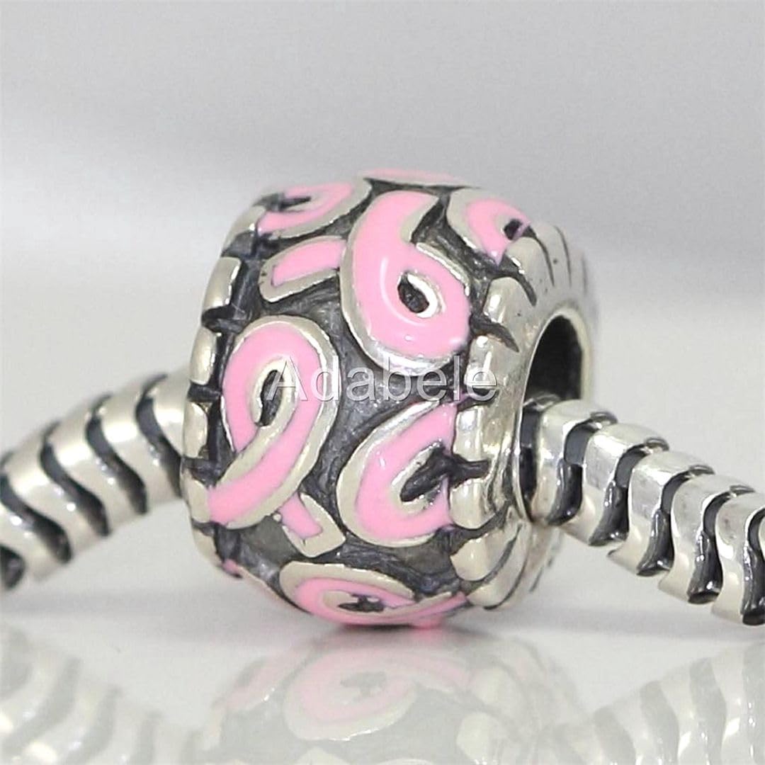 Adabele Solid 925 Sterling Silver Cute Bead Charm Cubic Zirconia CZ Gemstone Fit Pandora All Other Charm Bracelet Necklace Women Birthday Personalized Jewelry Gift
