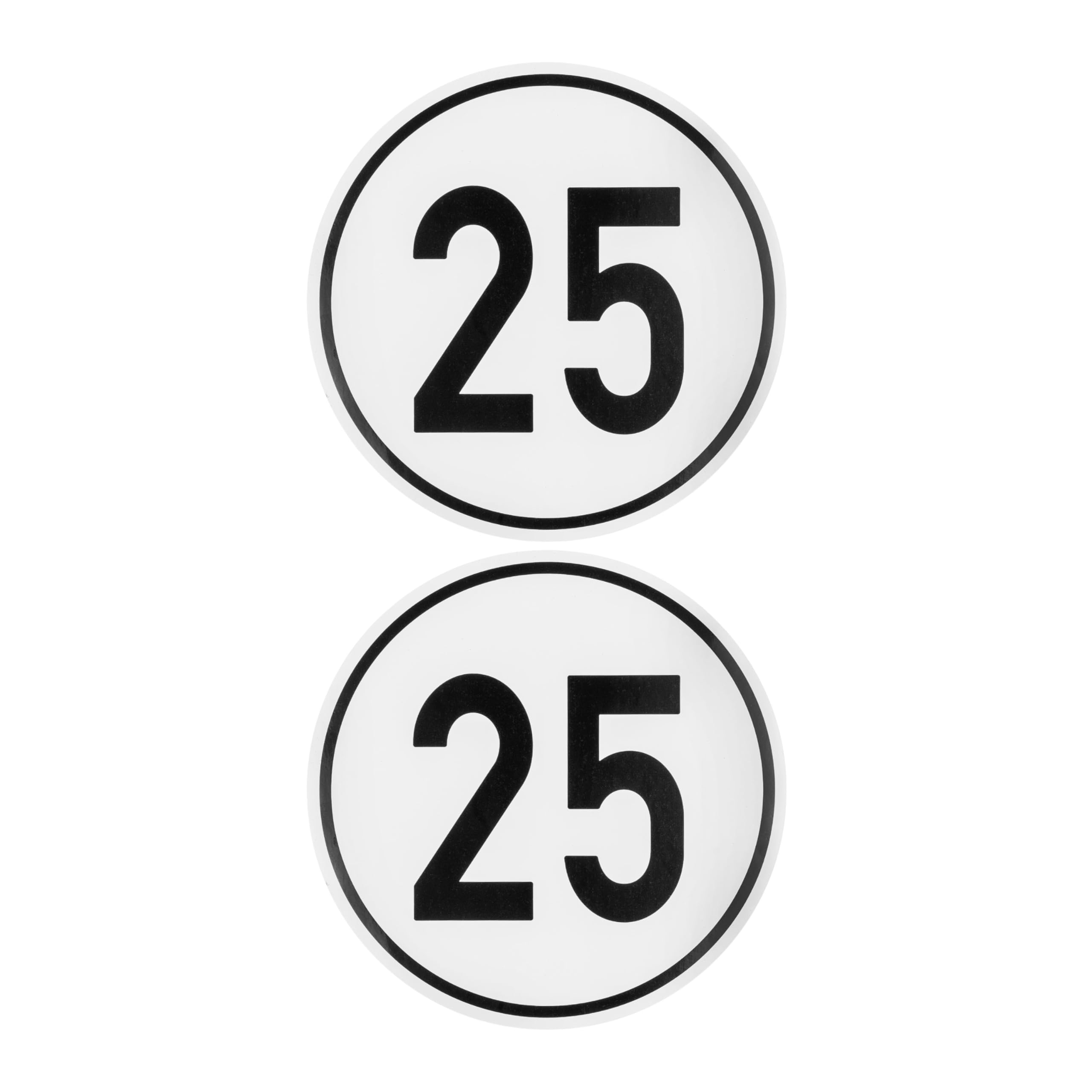 Aufkleber Set Geschwindigkeit mit 25 KM/H, 2 Stück, Ø 20 cm, selbstklebende Folie, außenklebend, Tempo Klebesticker für Anhänger, LKW, Bus, Landmaschine, Wohnwagen, Geschwindigkeitsaufkleber KFZ Set