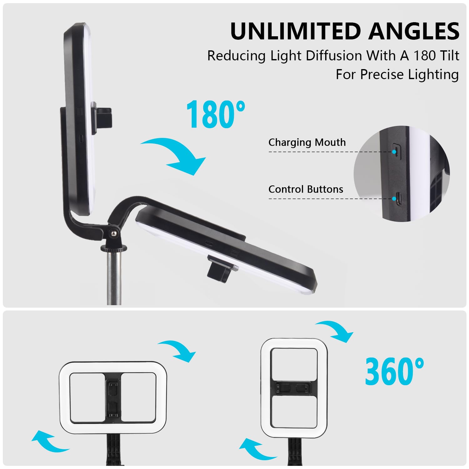Luce ad anello per selfie con supporto, treppiede con luci LED dimmerabili, treppiede estensibile per fotografia, registrazione video, streaming live, trucco