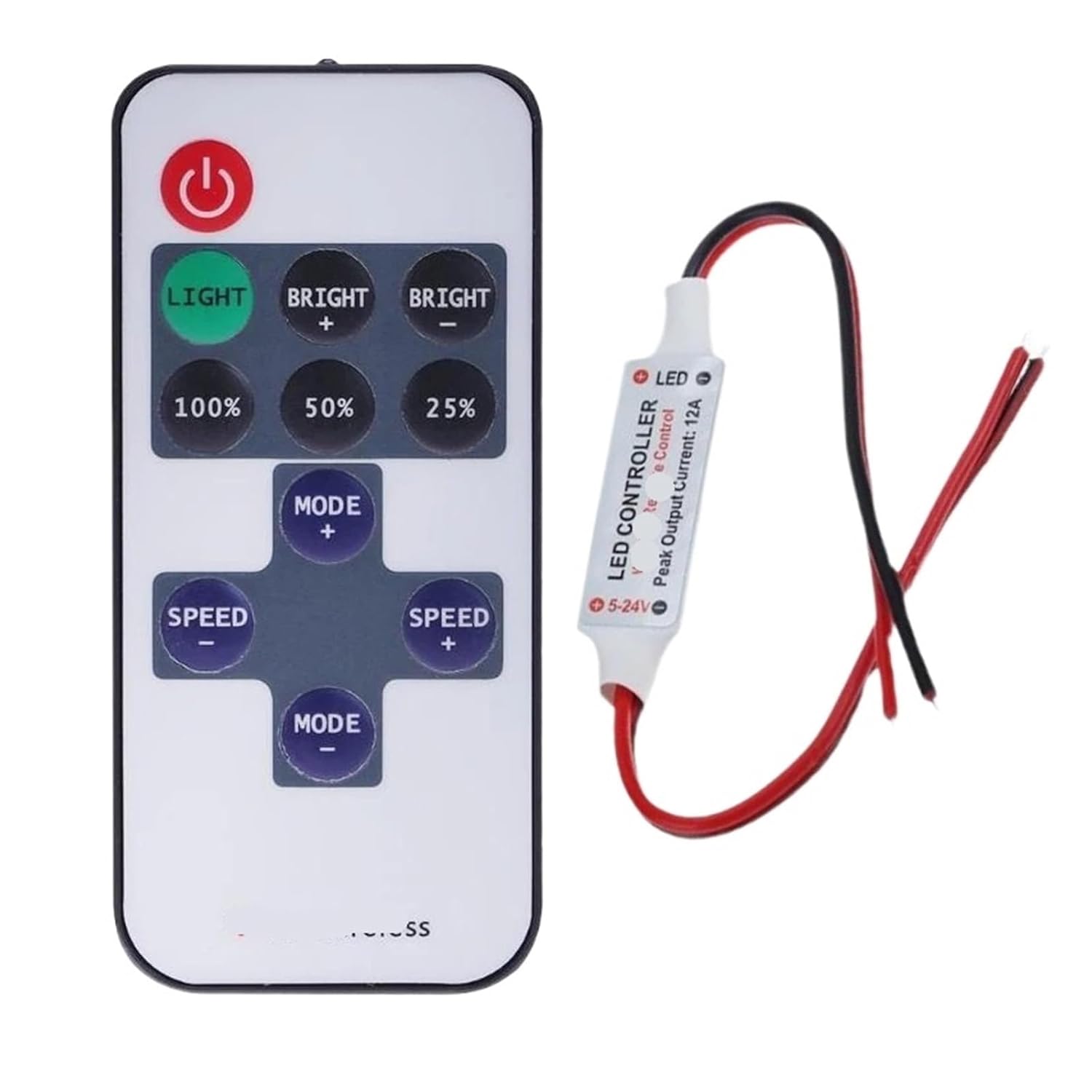 1 Pcs DC 5V 12V 24V LED Controller Dimmer 12 24 V Volt Lamp 6A 12A Remote Control Dimmer Speed ​​Control Single Color to LED Light Strip(11Key DC)