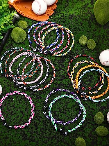 mtlee baseball necklaces bulk 3 assorted colors braided rope tornado baseball necklace for sports team