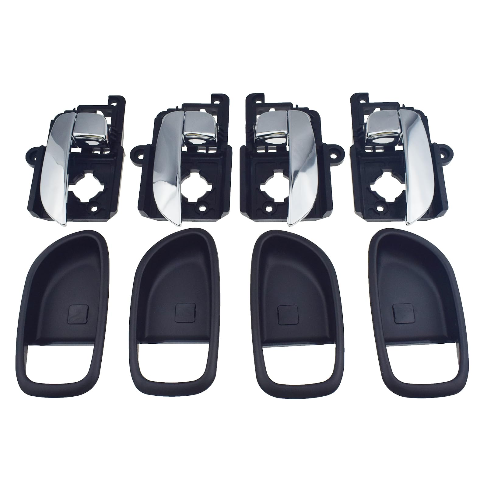 CCIYU 2-Piece Interior Door Handle Set – Front & Rear For 2007-2010 Hyundai Elantra (Black With Chrome)