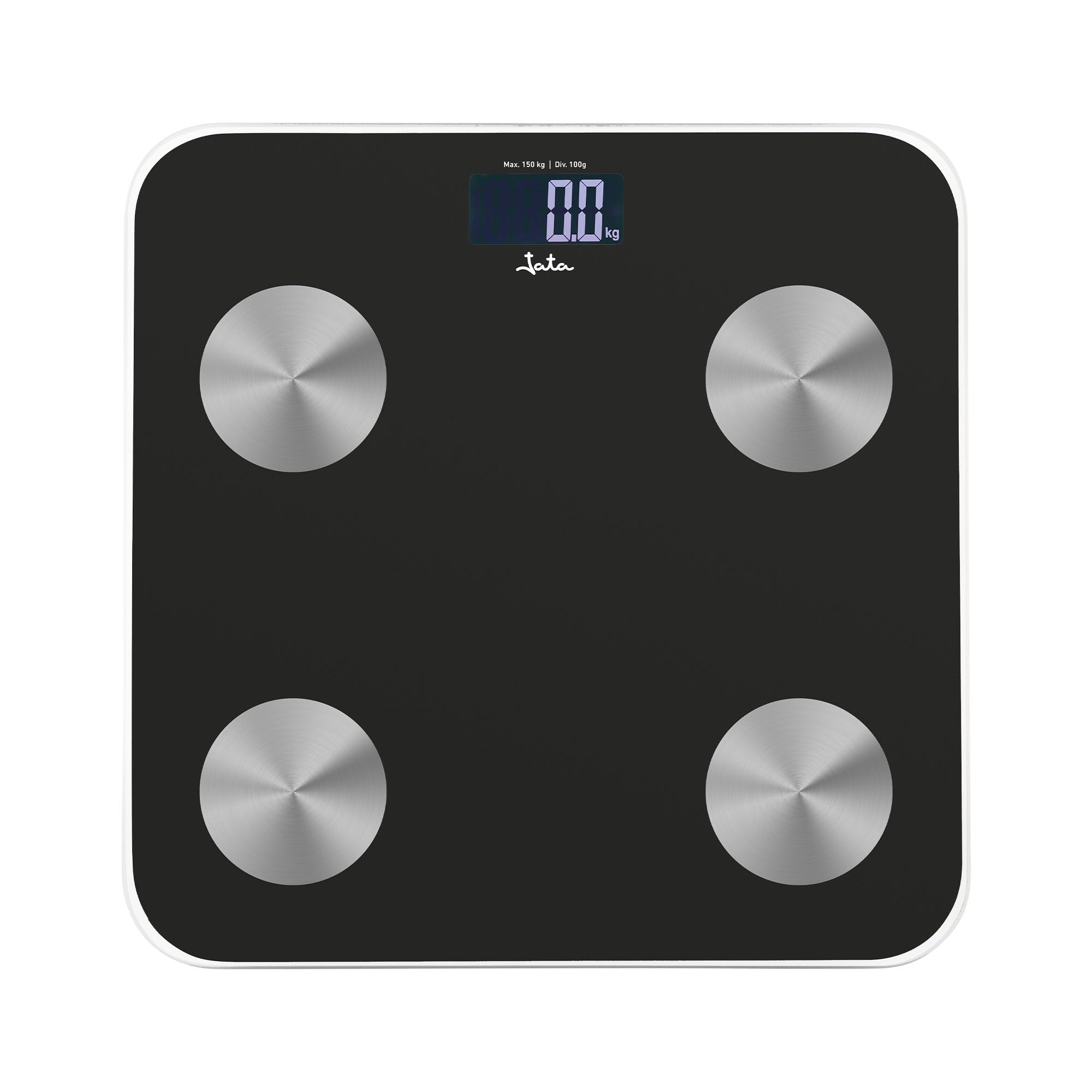 JATA HOGAR HBAS1155 - Báscula Inteligente Digital Bluetooth con App OkOk, Análisis Corporal (Grasa, IMC, Agua, Masa Muscular), 180 kg, 15 Usuarios, Cristal Temperit