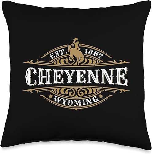 Miniatura 5 de KAEDAM Graphic Art: Cheyenne Wyoming Gifts Cheyenne Wyoming - Almohada de recuerdo con diseño de vaquero occidental, 18 x 18 pulgadas, multicolor