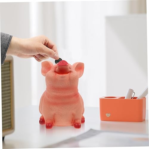 Miniatura 5 de SEWACC 1 hucha de cerdo de resina, banco de monedas inastillable, con forma de cerdo, caja de dinero con forma de cerdo, maceta de ahorro para niños