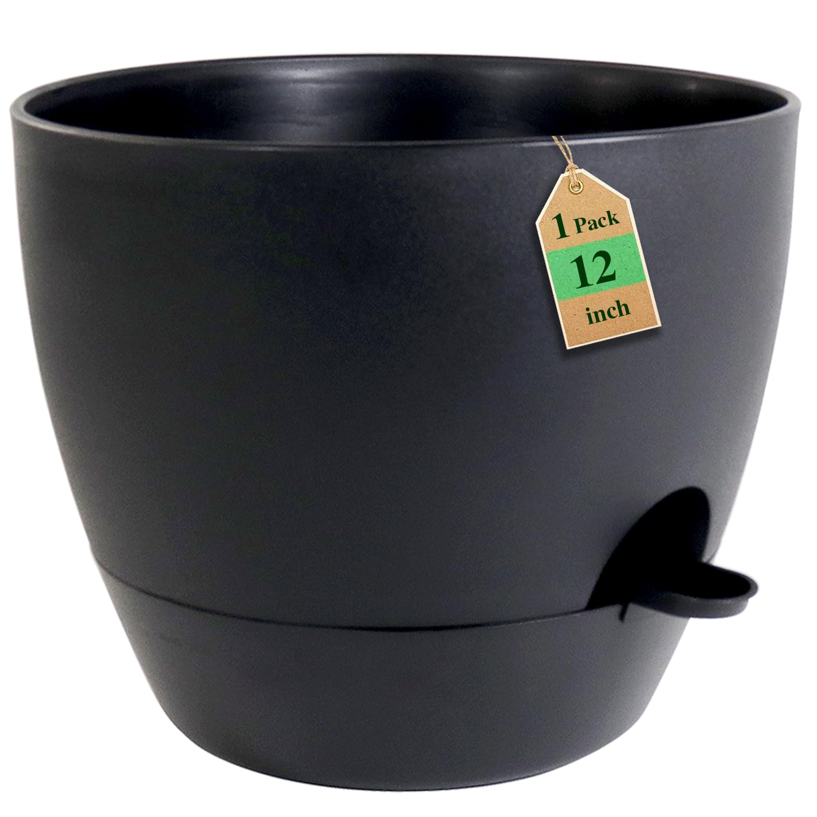 WSMKSZ 12 inch Large Self Watering Pots, Flower Plant Pots with Multi Mesh Drainage Holes for Indoor Outdoor Garden Plants and Flowers, Plastic