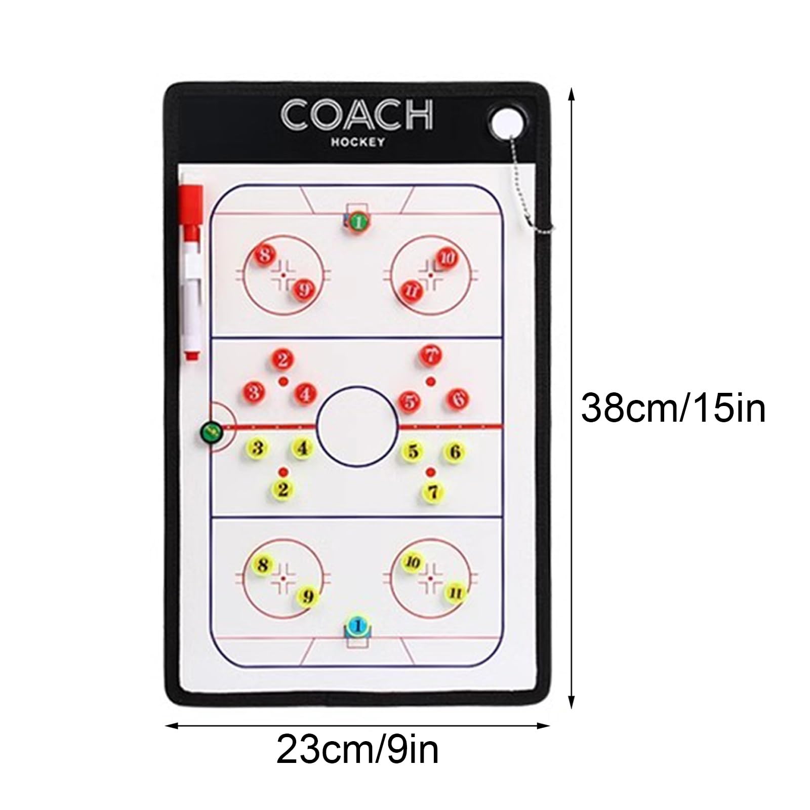 Magnetic Ice Hockey Coaching Board, Double-sided Dry Erase Clipboard, Portable Whiteboard, with Markers, Chess Pieces