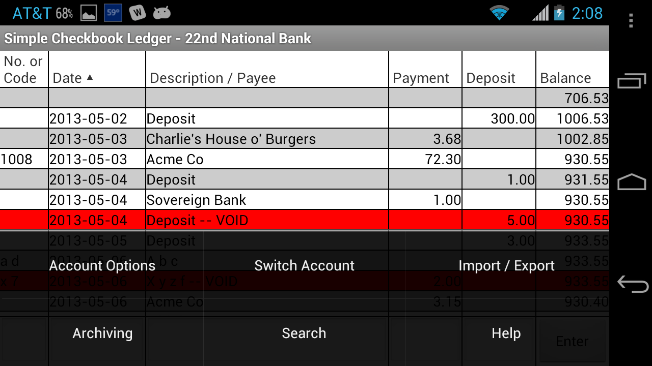 Simple Checkbook Ledger Free App on Amazon Appstore