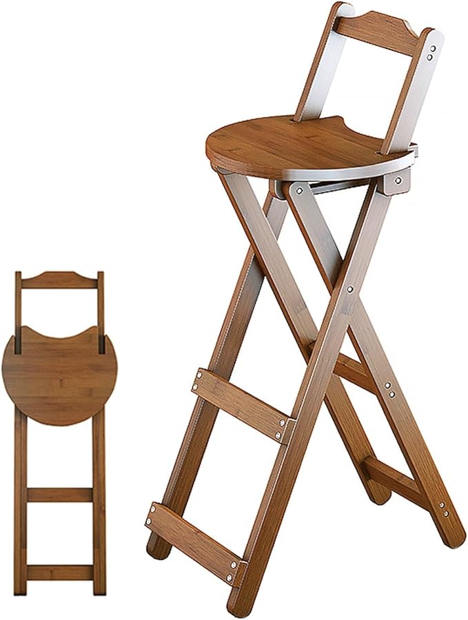 Set of 2 Folding Bar Stools, Bar Stools with Footrest, Kitchen Chair